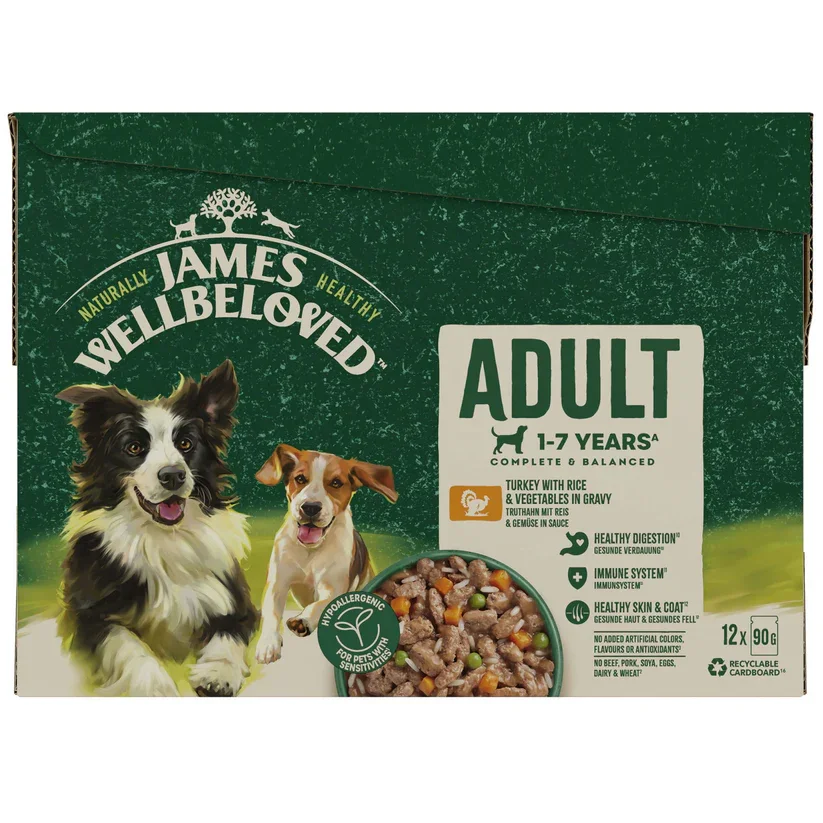 James Wellbeloved Adult Turkey in Gravy Pouch 12 x 90g Multipack
