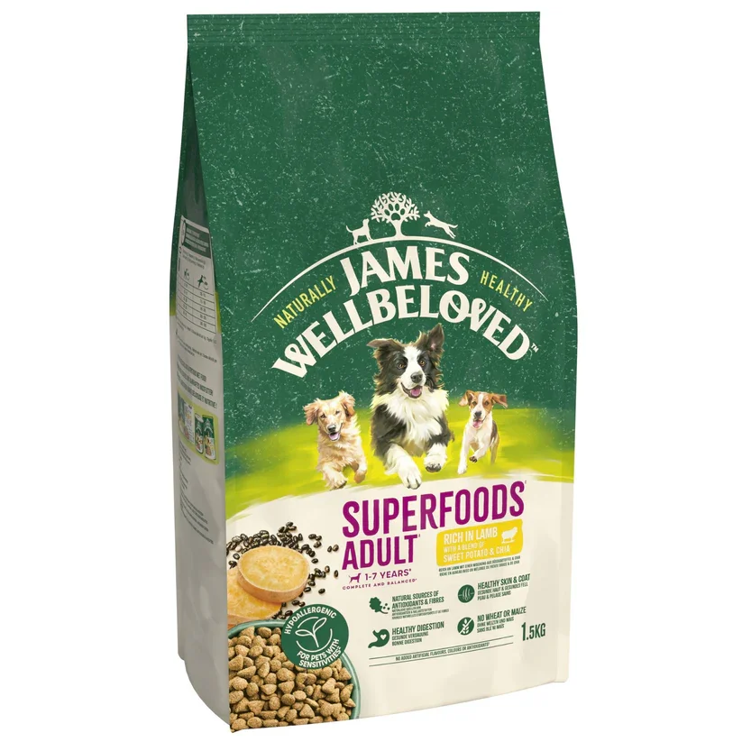 James Wellbeloved Dry Dog Superfoods Adult Lamb with Sweet Potato & Chia 1.5kg.webp