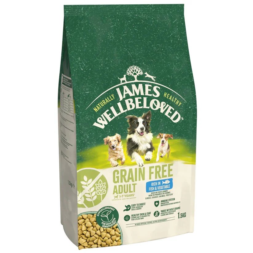James Wellbeloved Dry Dog Grain Free Adult Fish & Veg 1.5kg.webp