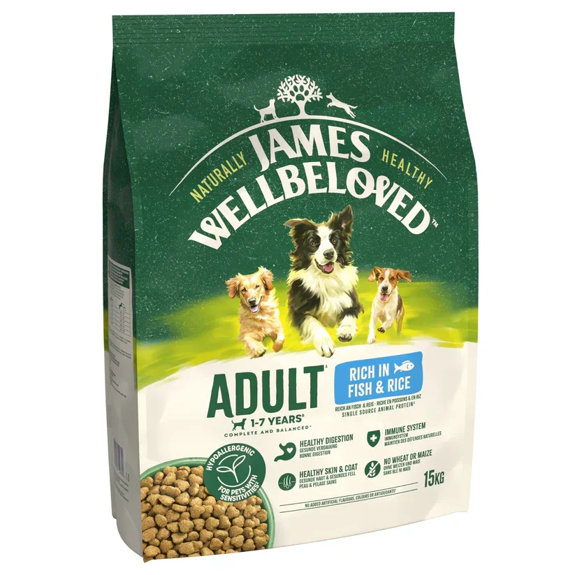 James Wellbeloved Dry Dog Adult Fish & Rice 15kg.webp