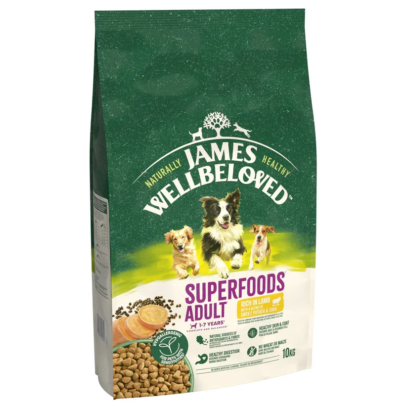 James Wellbeloved Dry Dog Superfoods Adult Lamb with Sweet Potato & Chia 10kg.webp
