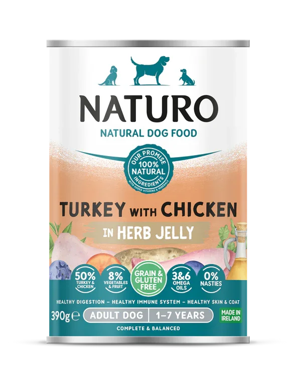 Naturo Adult Turkey & Chicken In Jelly Can 390g