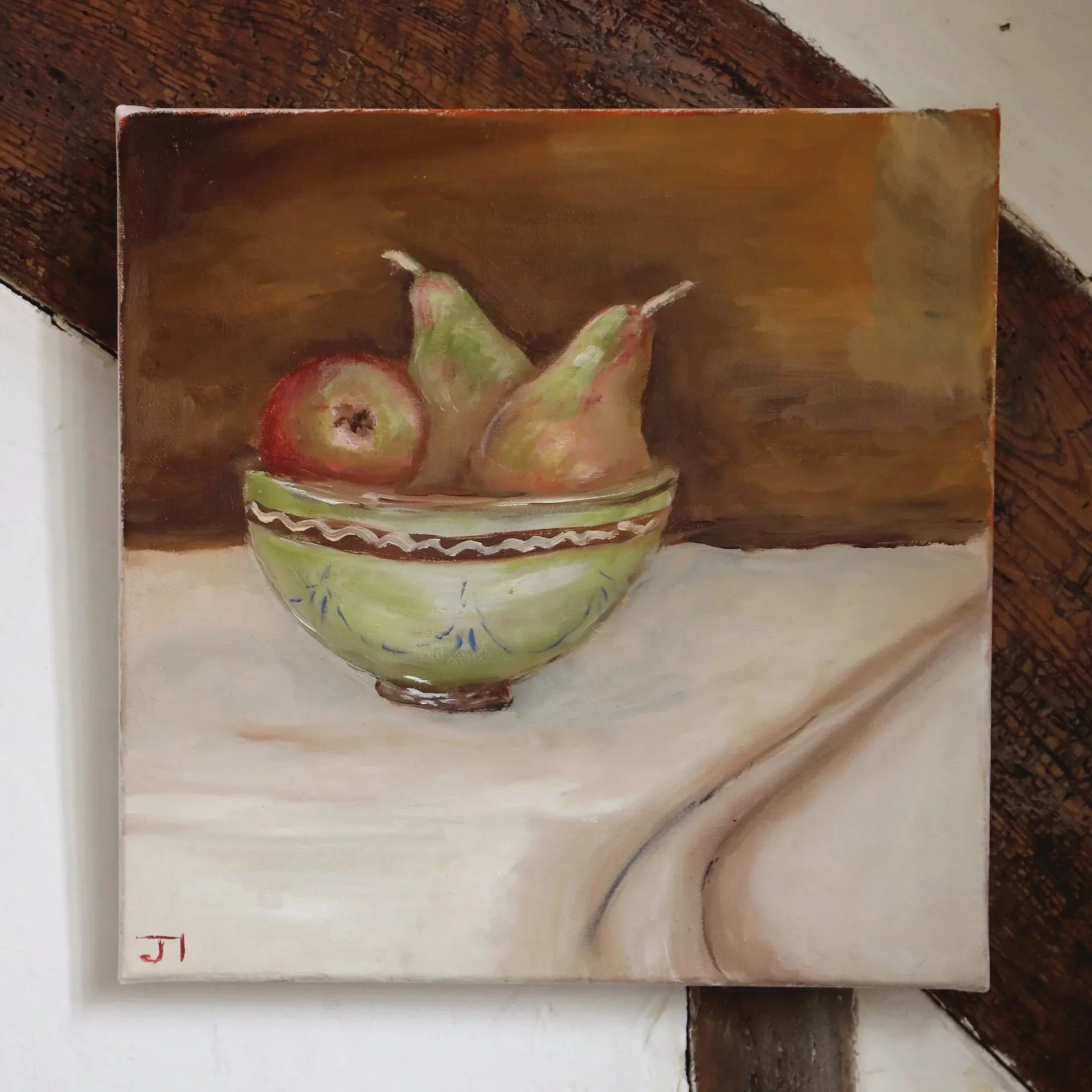 pears in green bowl large
