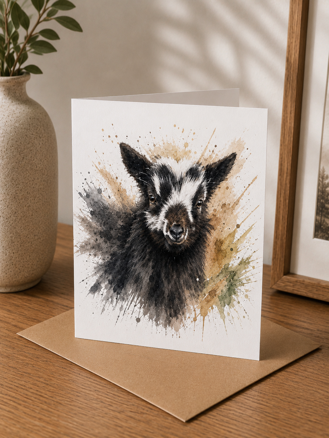 Watercolour Young Wild Goat Card