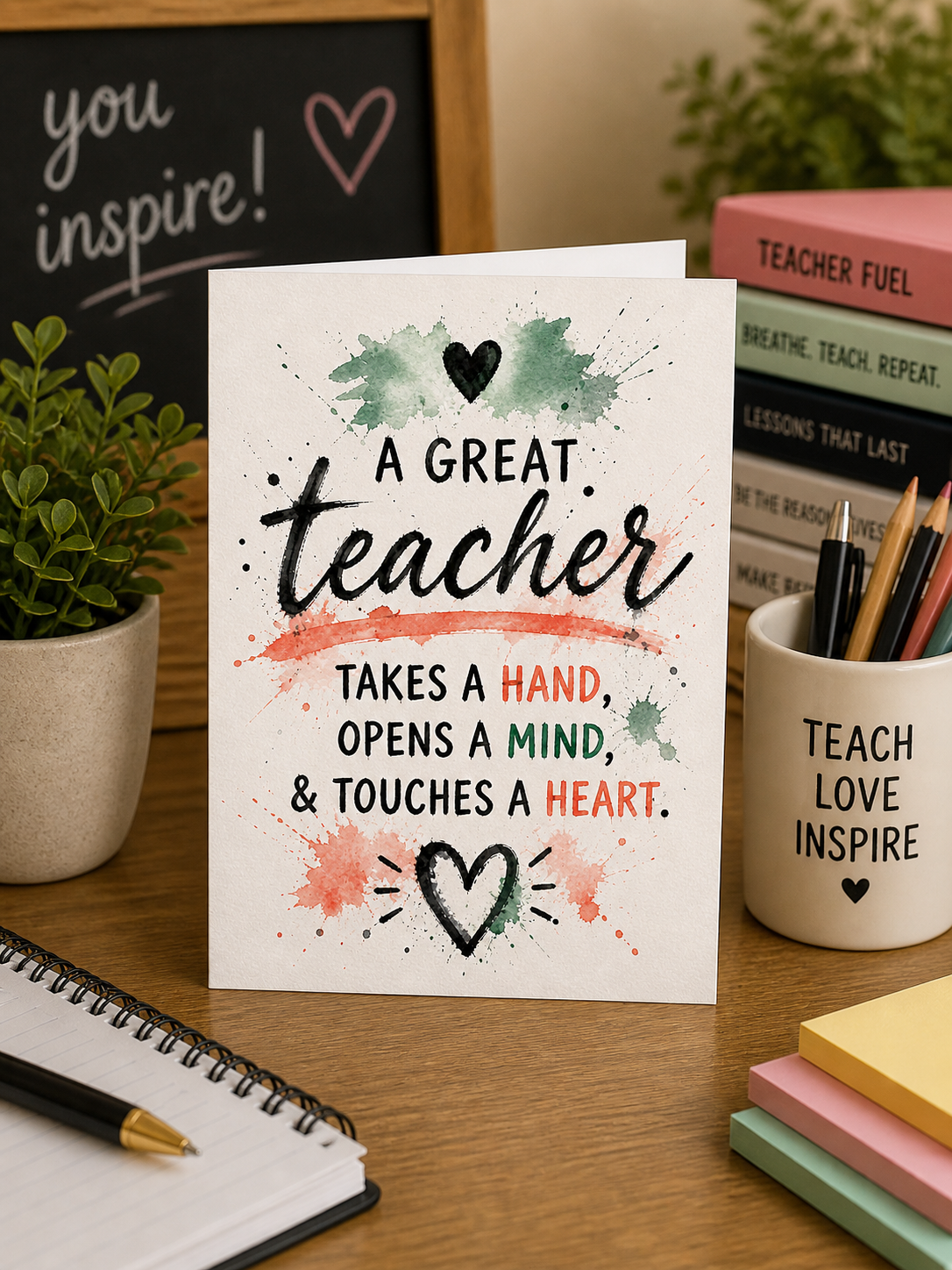 Watercolour Great Teacher Card