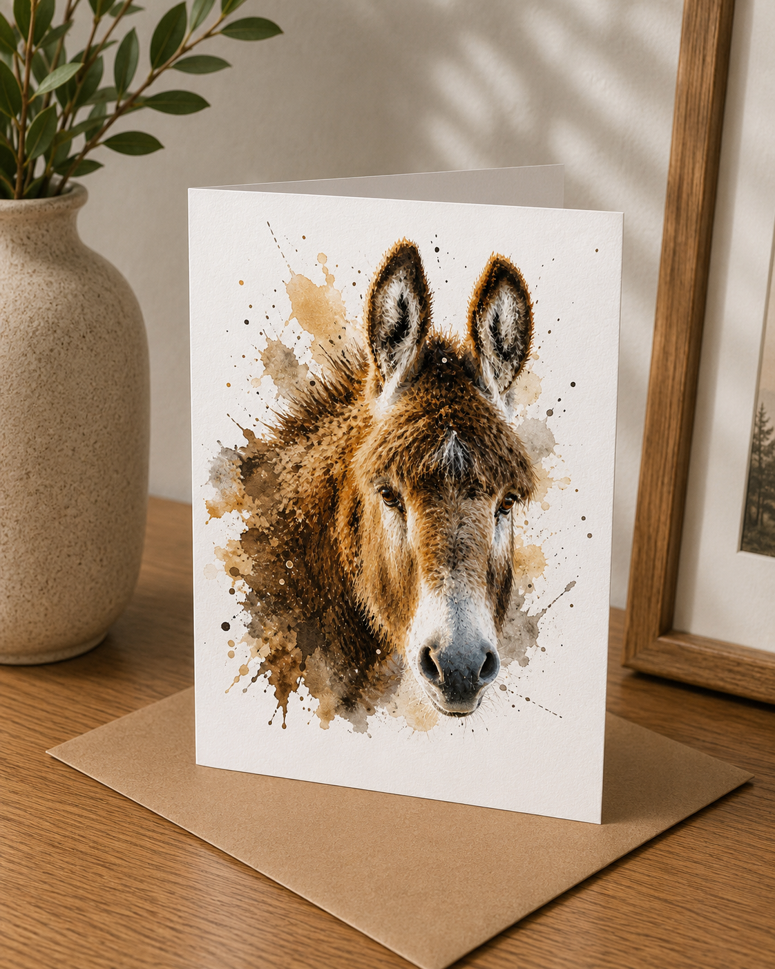 Watercolour Donkey Card