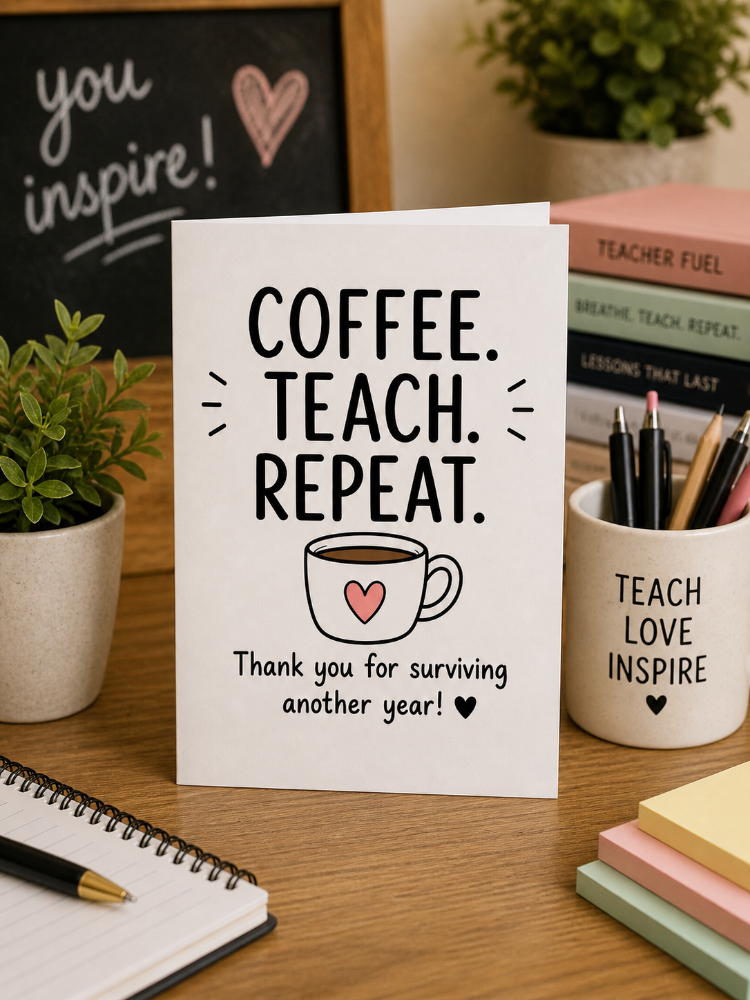 Coffe, Teach, Repeat Card