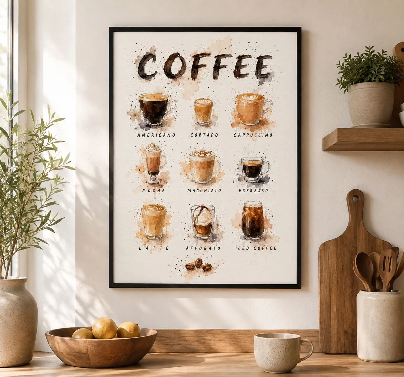 Watercolour Coffee Wall Art