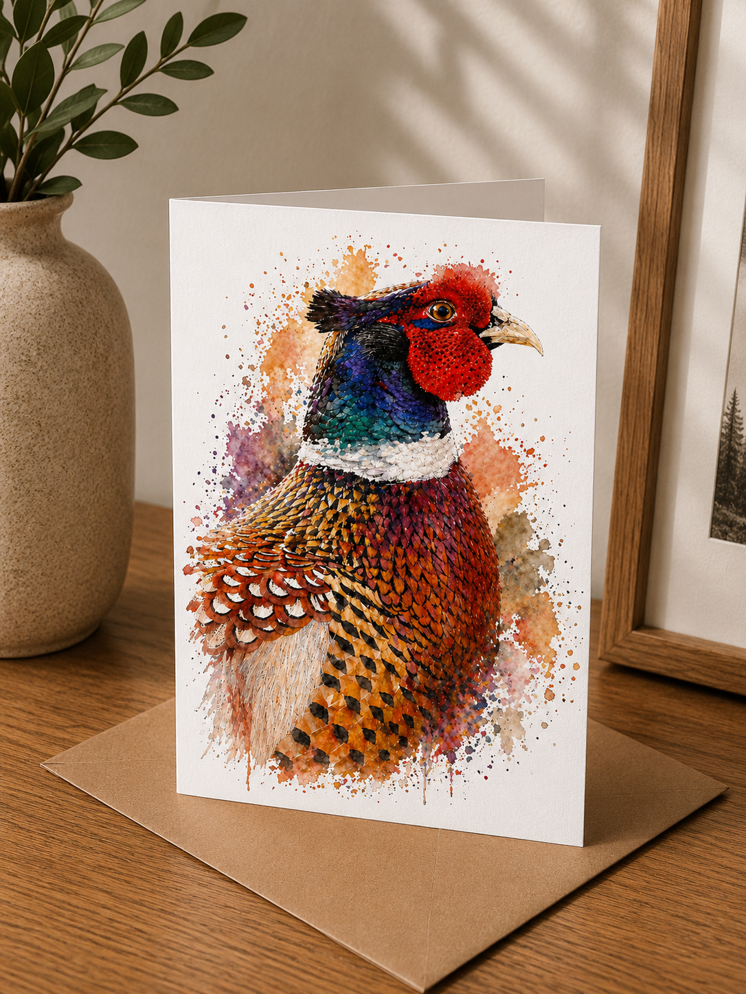 Watercolour Close Pheasant Card