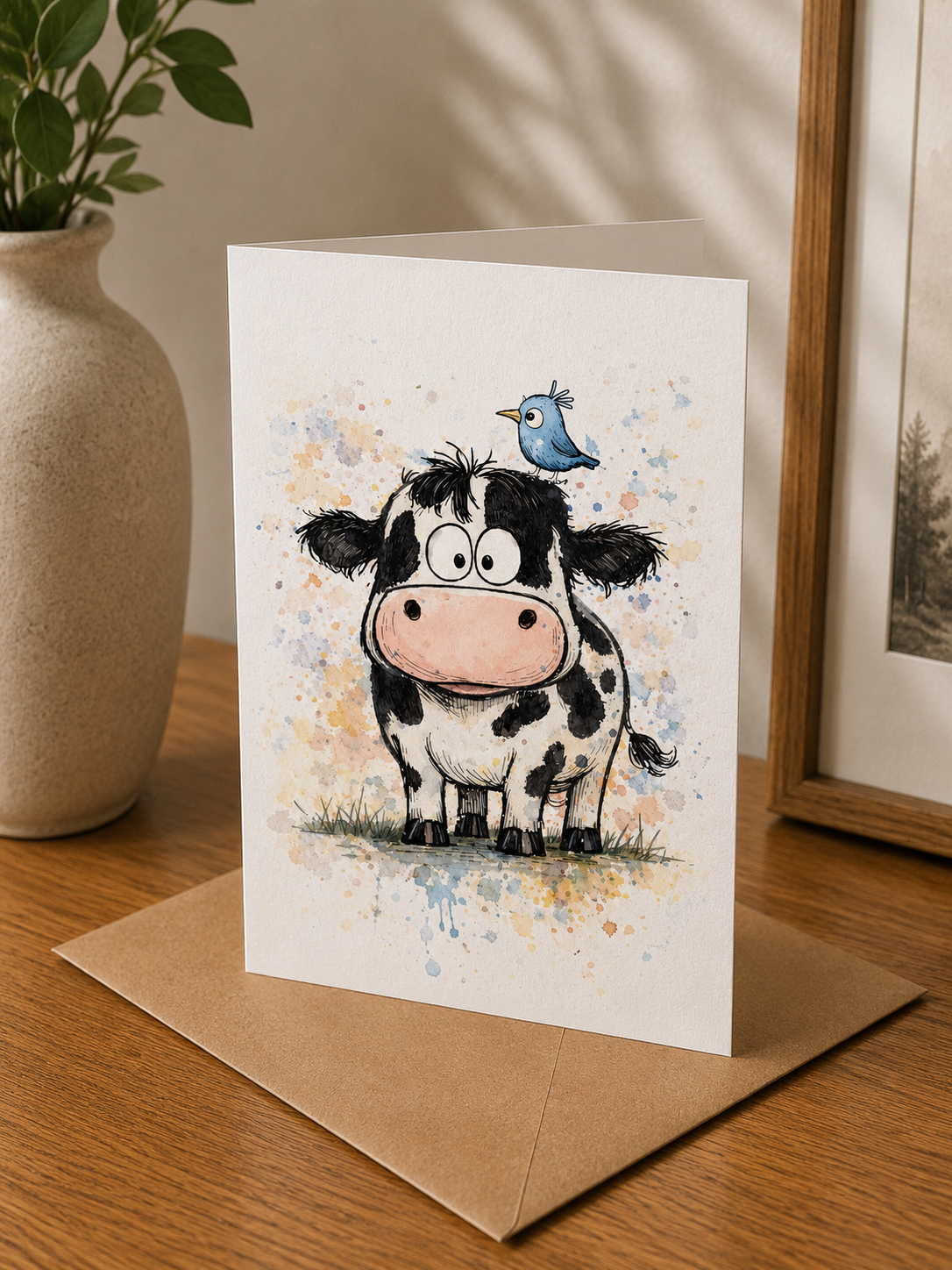 Cartoon Dairy Cow Card