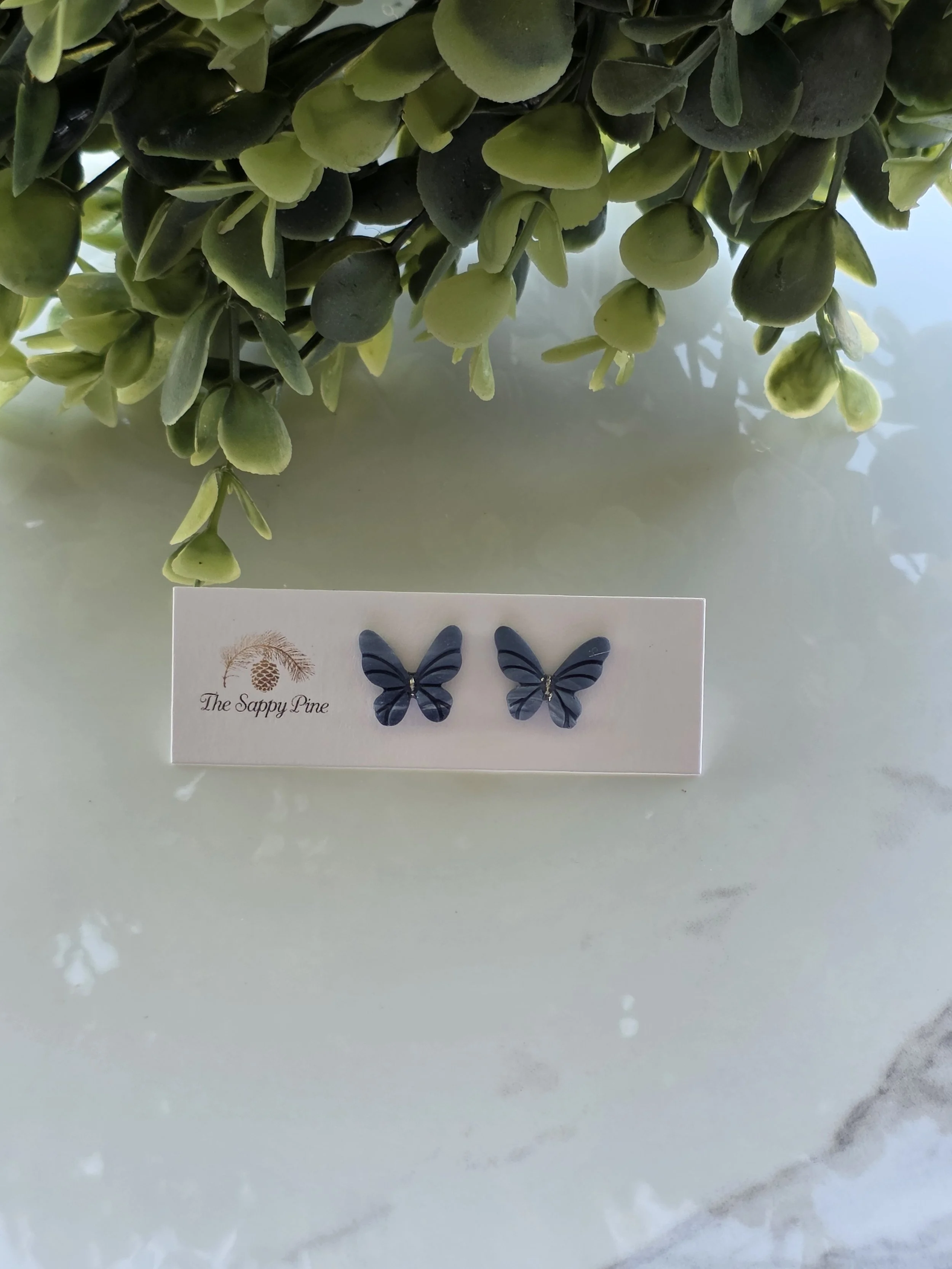 BLUE OMBRE BUTTERFLY STUD EARRINGS