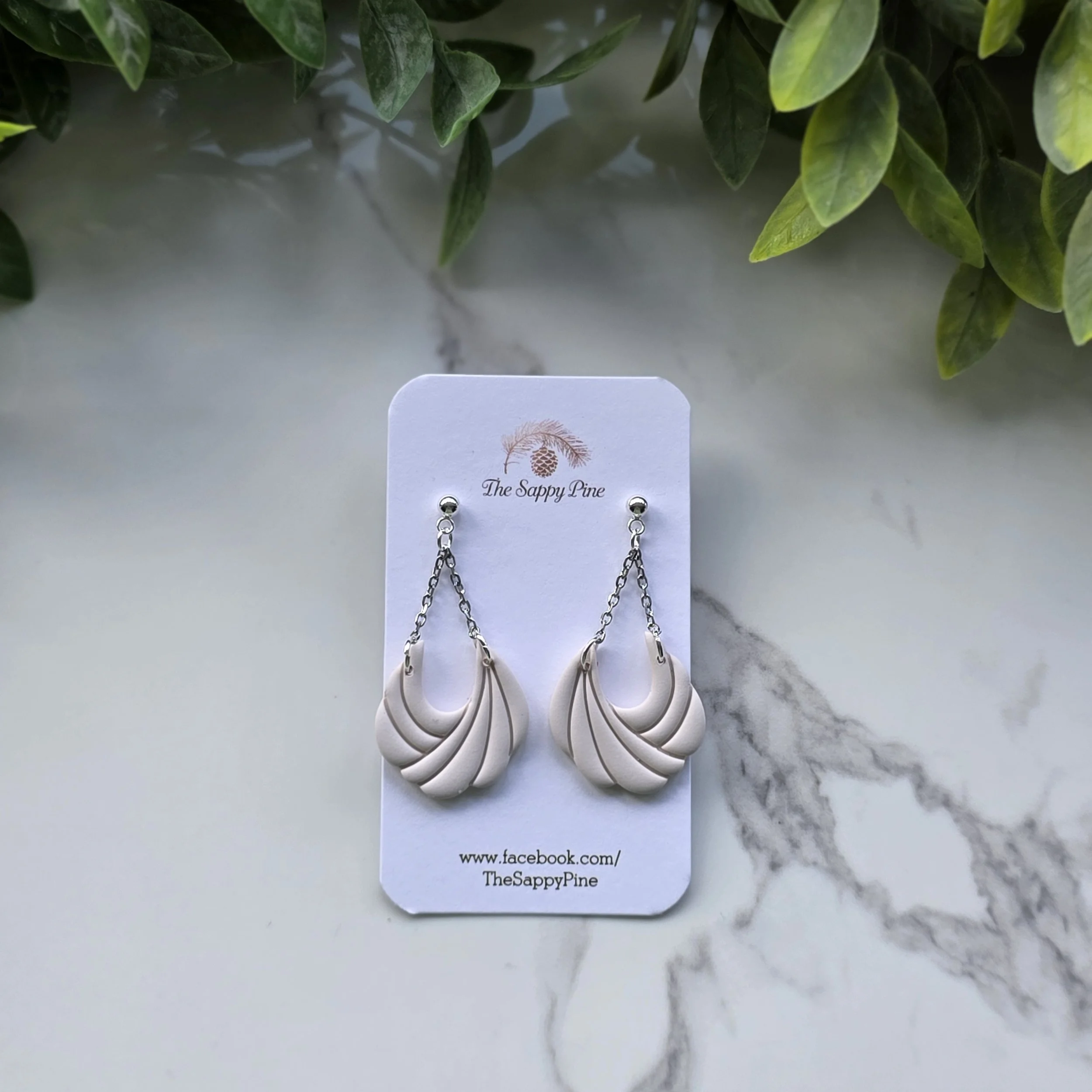 SPRING COLLECTION SCALLOP DANGLES - Muted Ivory in Silver