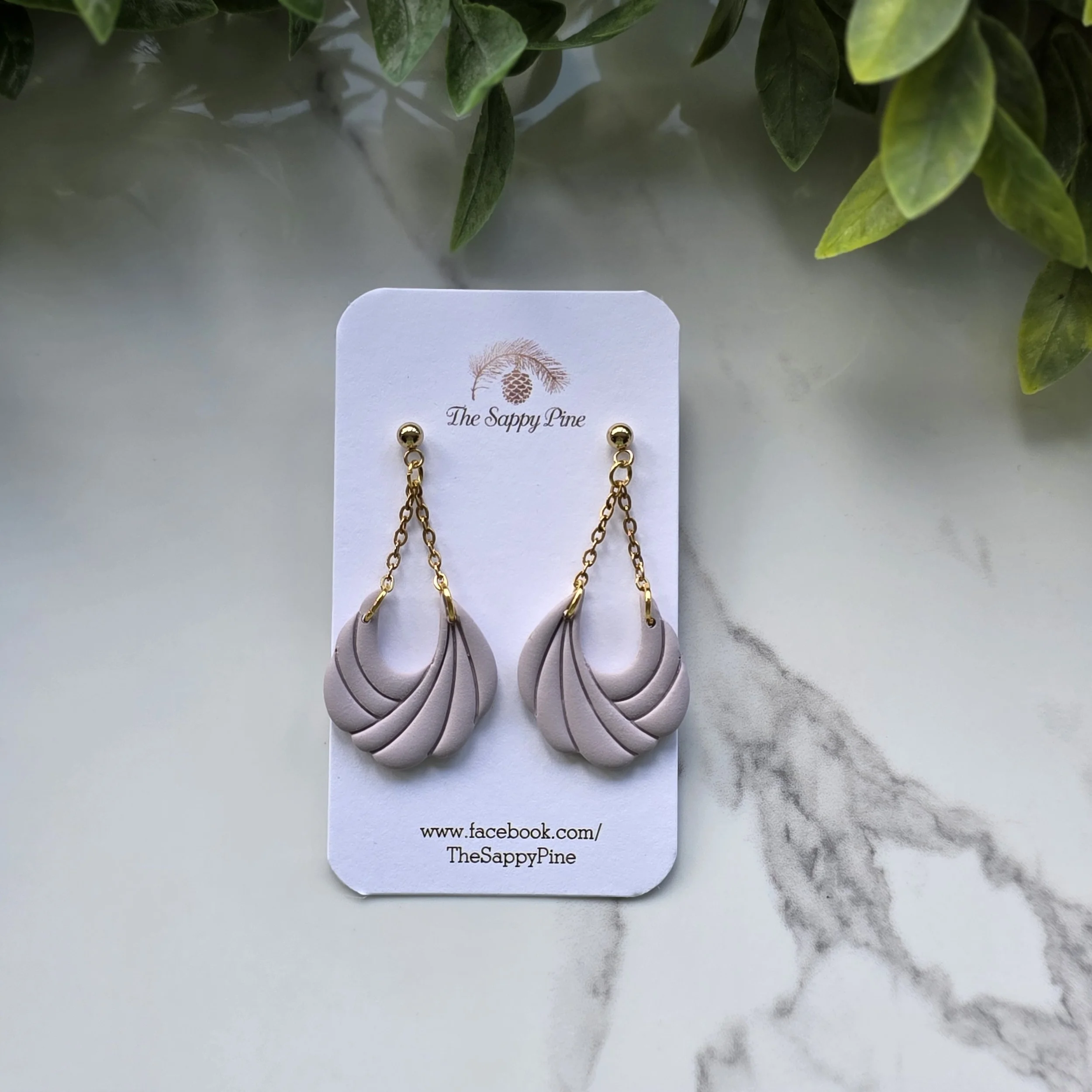 SPRING COLLECTION SCALLOP DANGLES - Light Storm Cloud in Gold