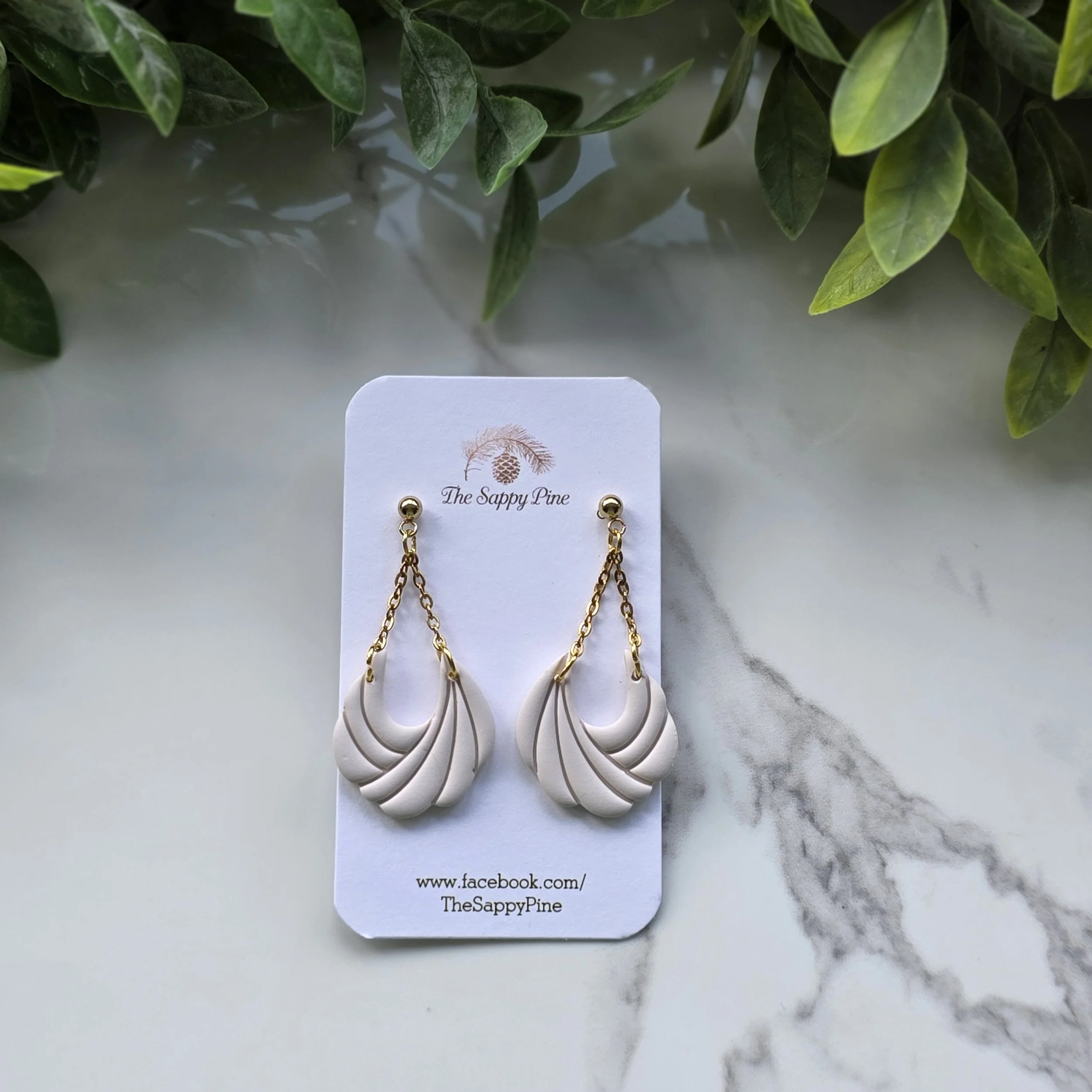 SPRING COLLECTION SCALLOP DANGLES - Muted Ivory in Gold
