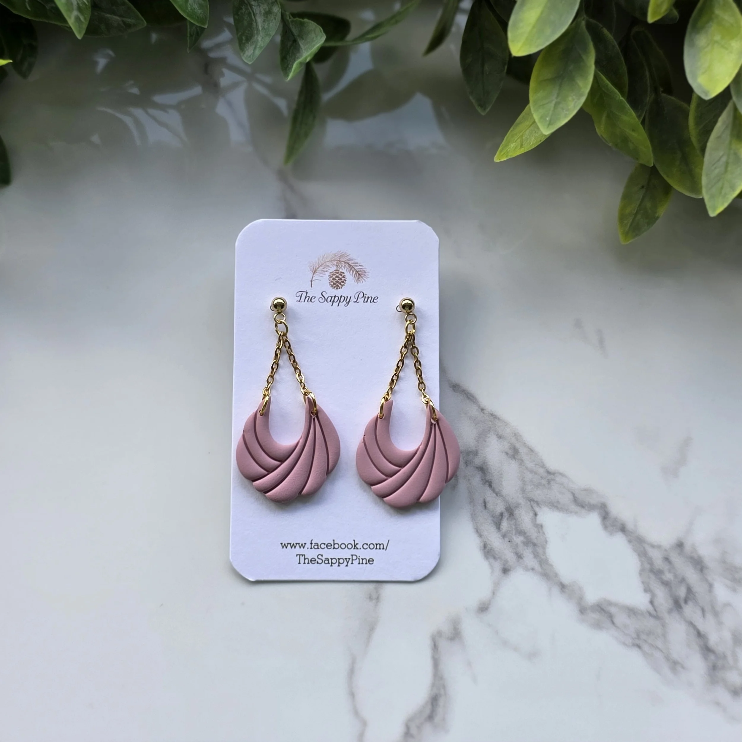 SPRING COLLECTION SCALLOP DANGLEs - Dusty Pink in Gold