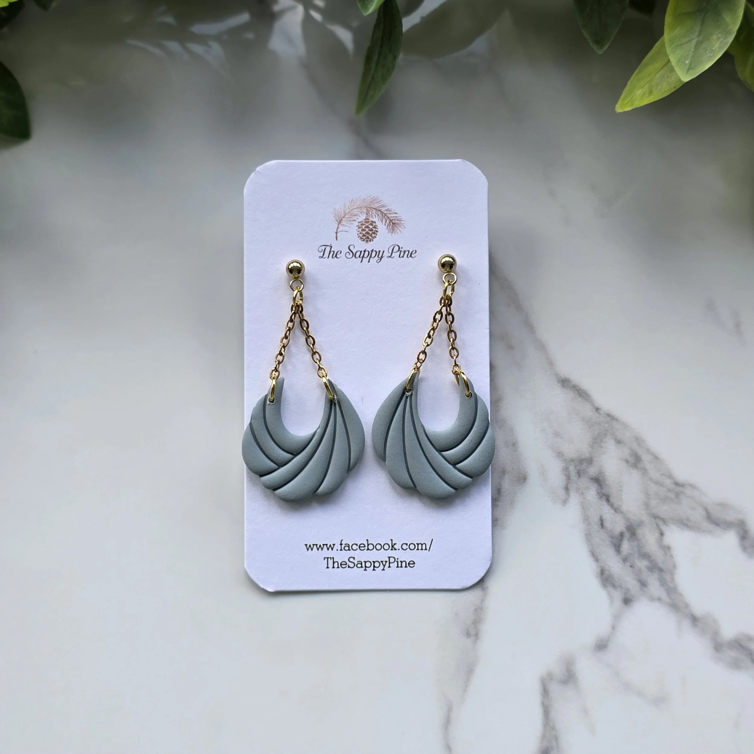 SPRING COLLECTION DANGLES - Deep Sage in Gold