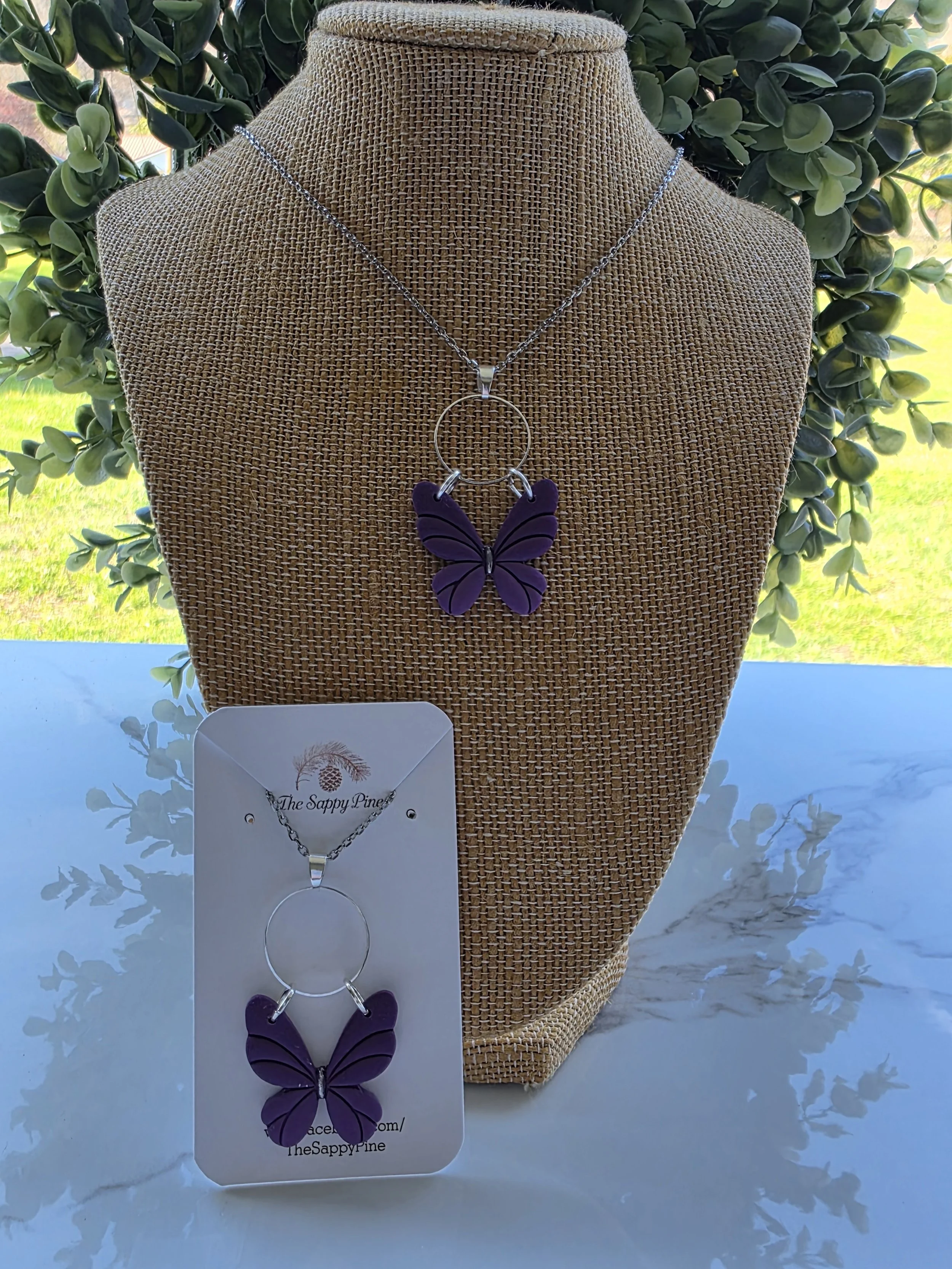 PURPLE OMBRE BUTTERFLY NECKLACE