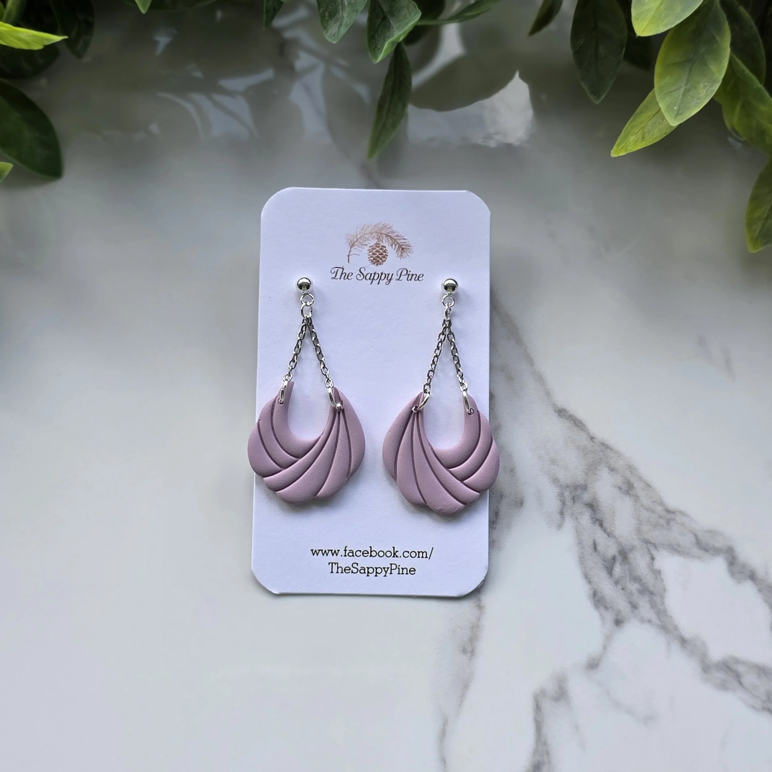 SPRING COLLECTION SCALLOP DANGLES - Dusty Lilac in Silver