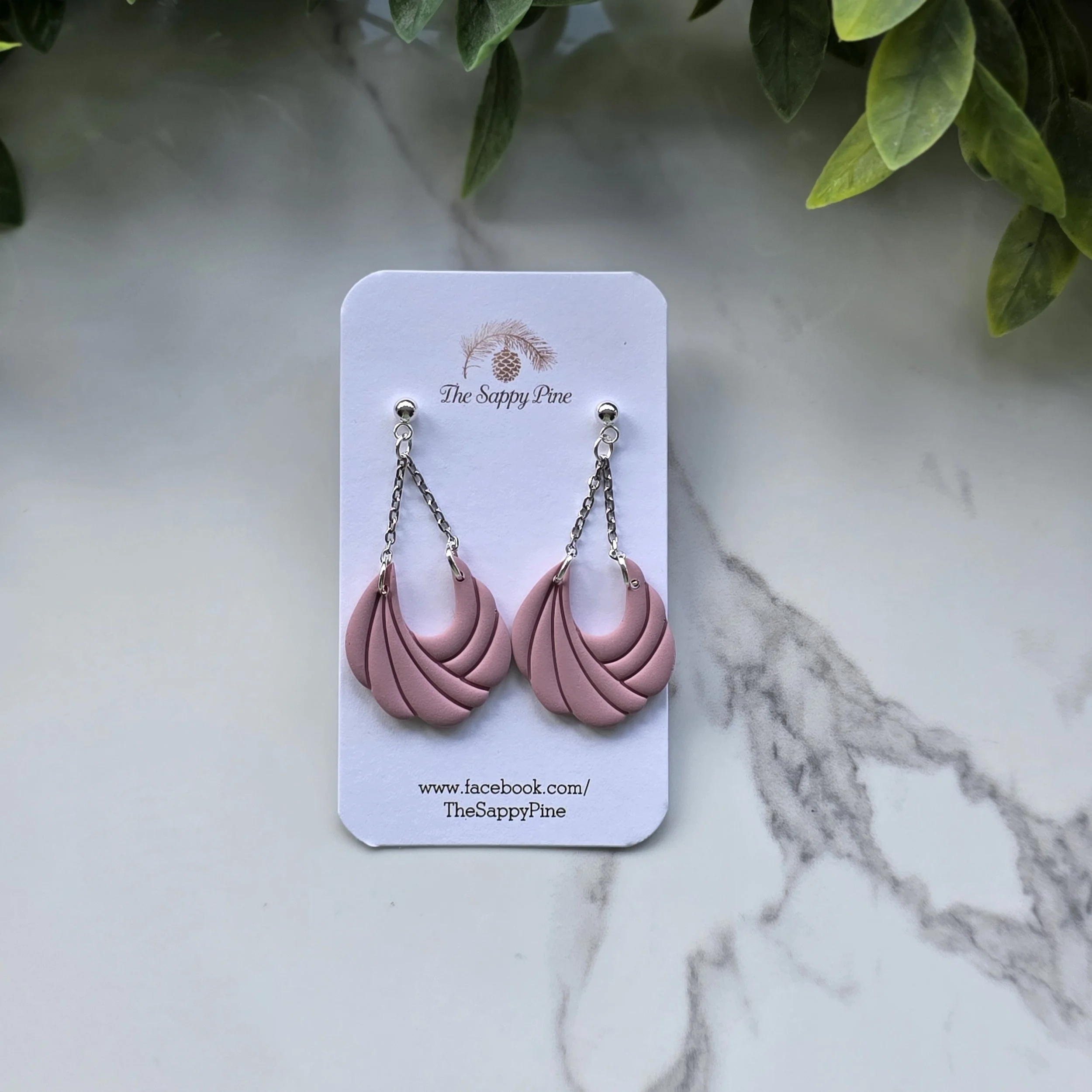 SPRING COLLECTION SCALLOP DANGLES - Dusty Pink in Silver