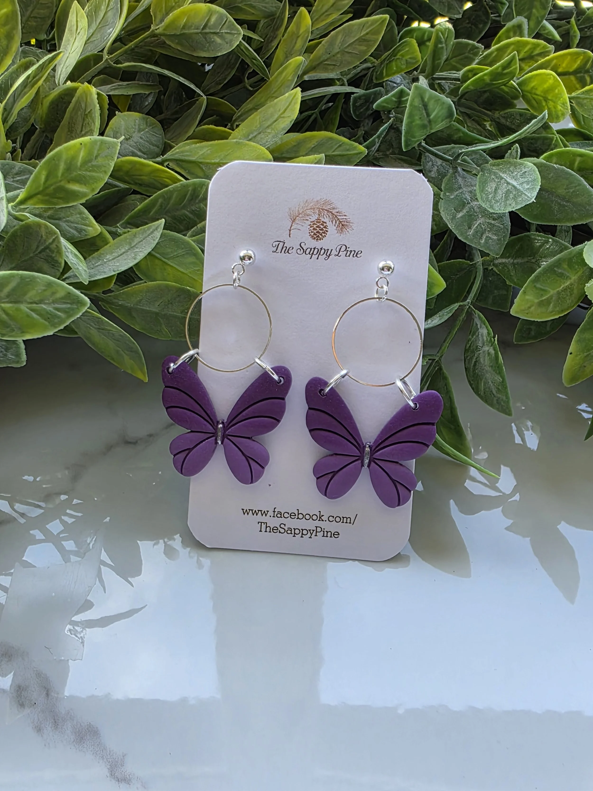 PURPLE OMBRE BUTTERFLY DANGLE EARRINGS