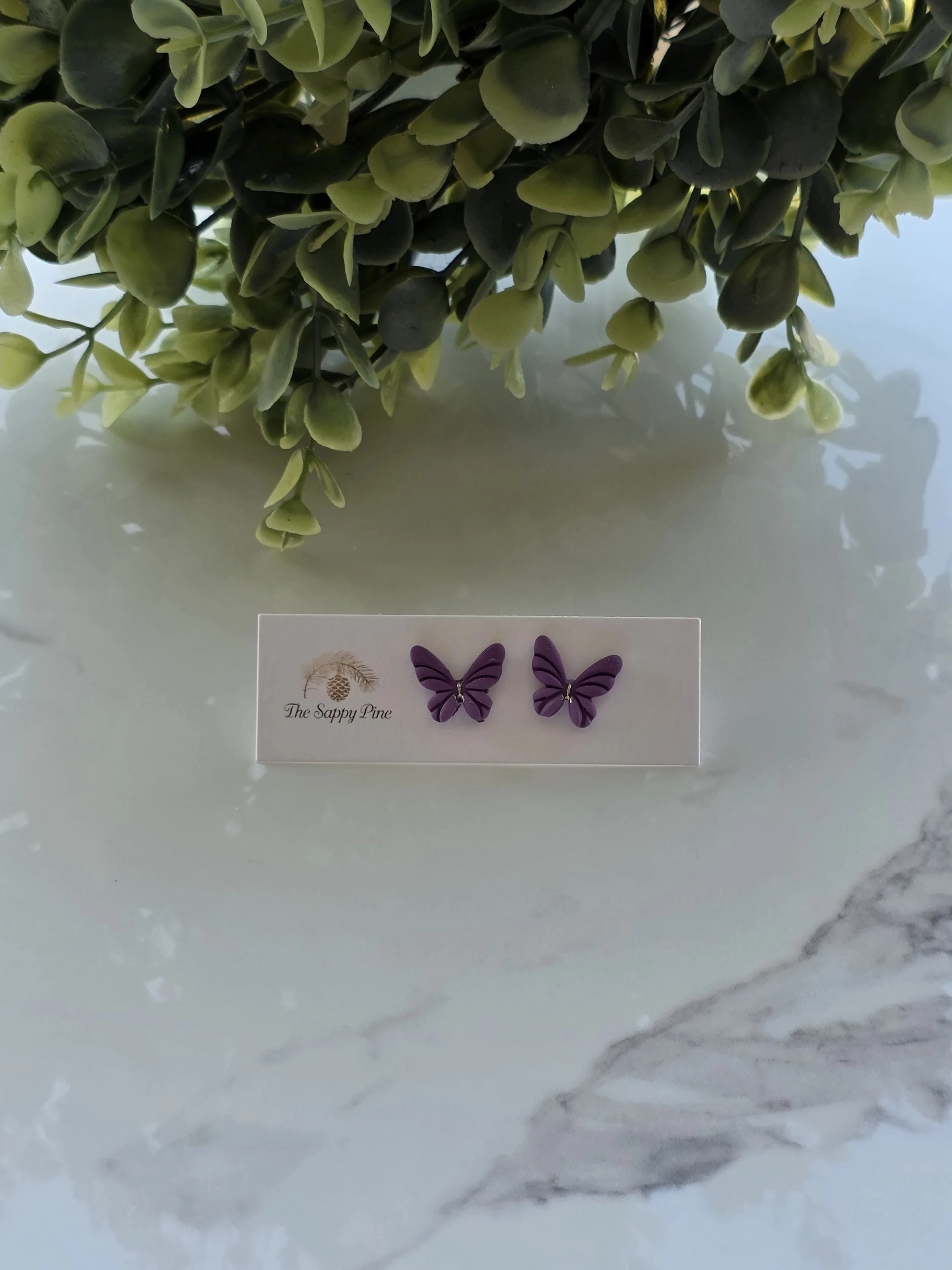 PURPLE OMBRE BUTTERFLY STUD EARRINGS