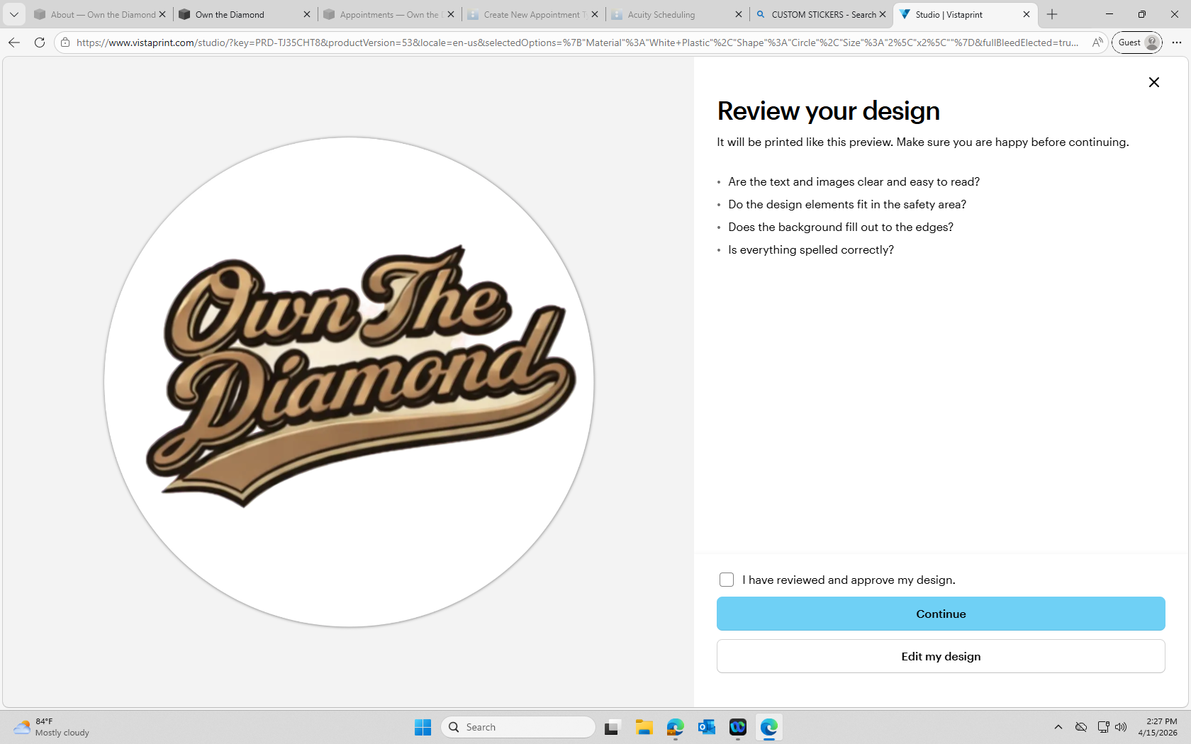 Own The Diamond Sticker