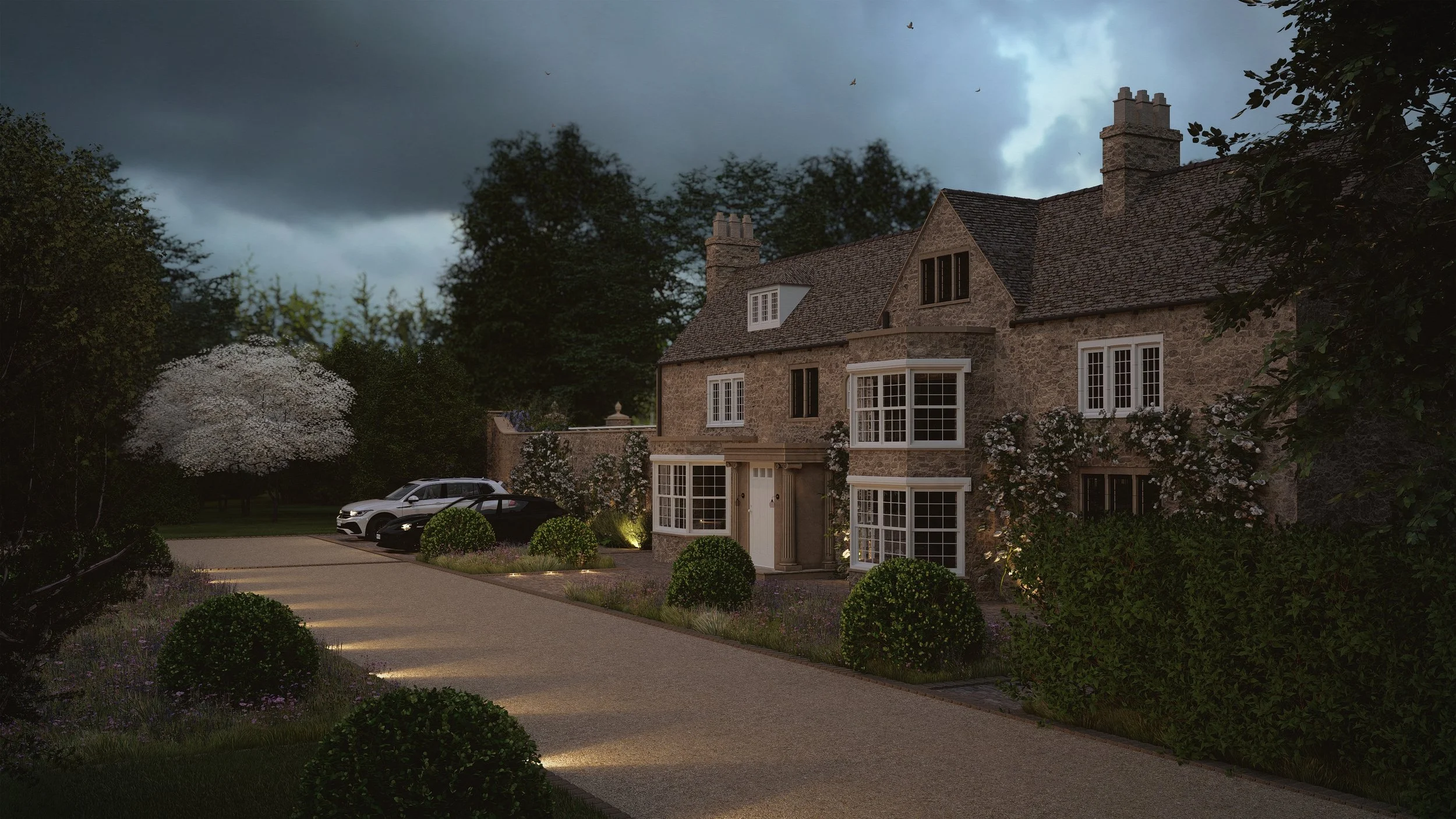 Visulisation Render Visulisation Render (Principal Elevation - Realigned Driveway - Lighting)