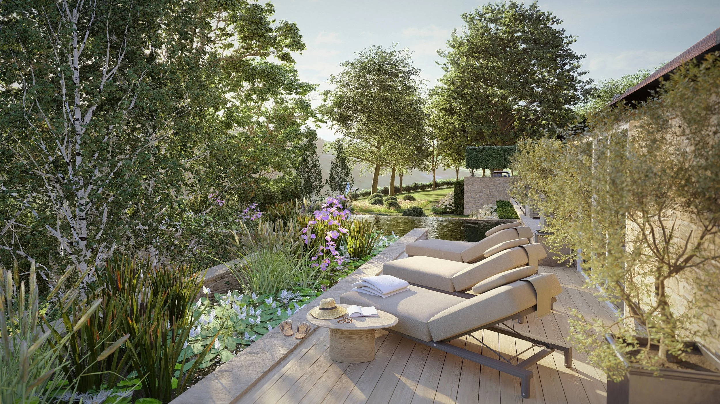 Visulisation Render (Natural Pool, Sun Deck outside existing entertainment barn)