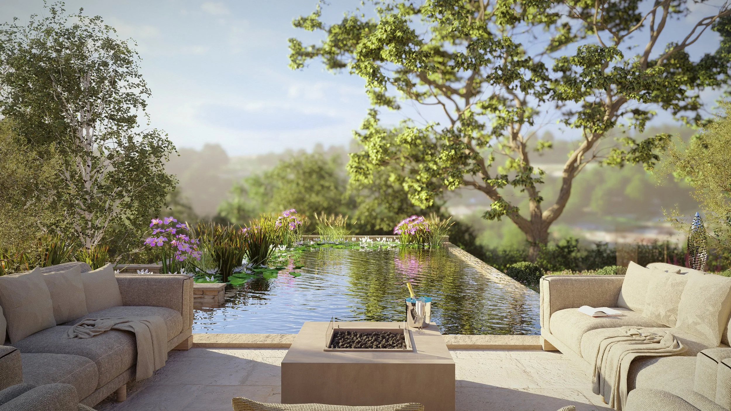 Visulisation Render (Natural Pool, Infinity Edge - View across the valley enhanced)