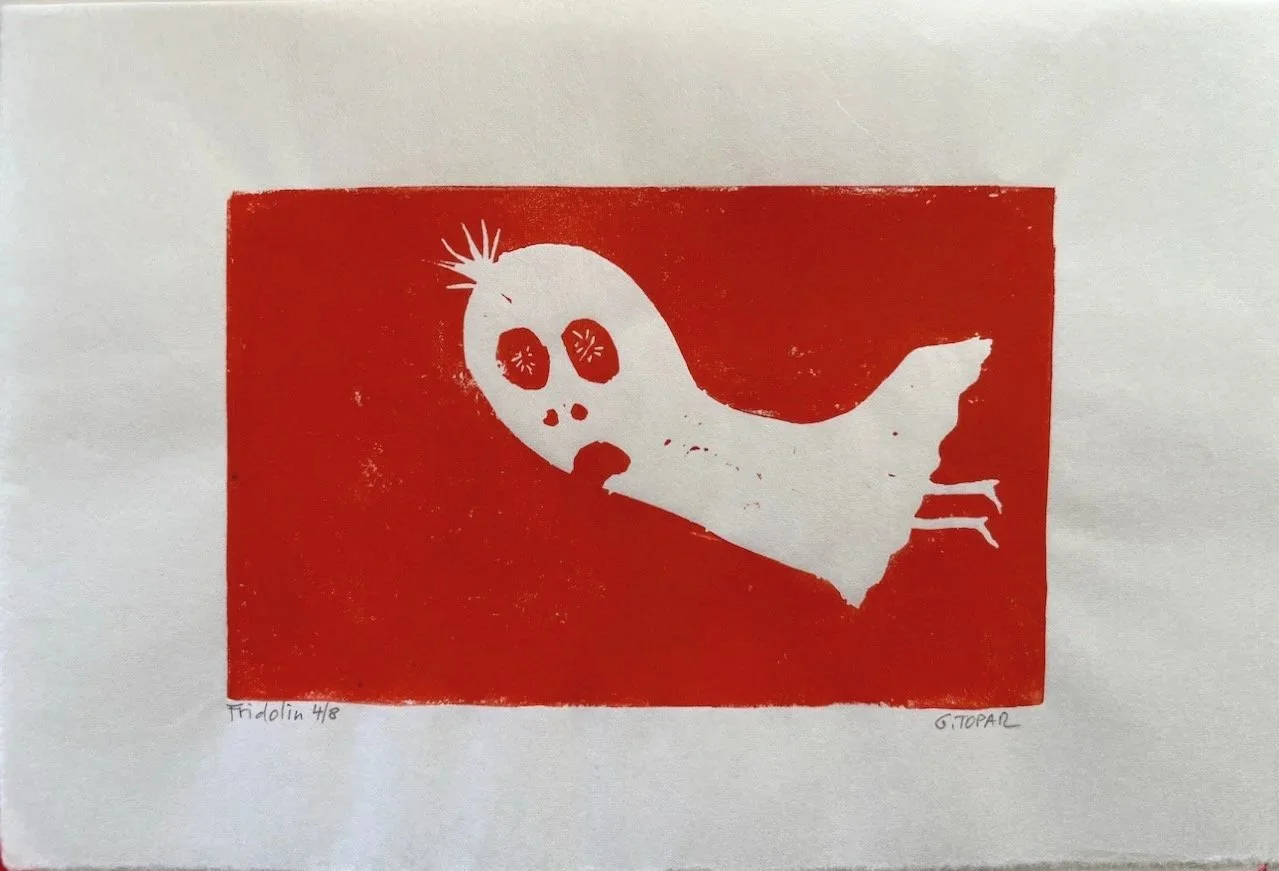 Fridolin, Linoldruck auf Papier, 9x14 cm