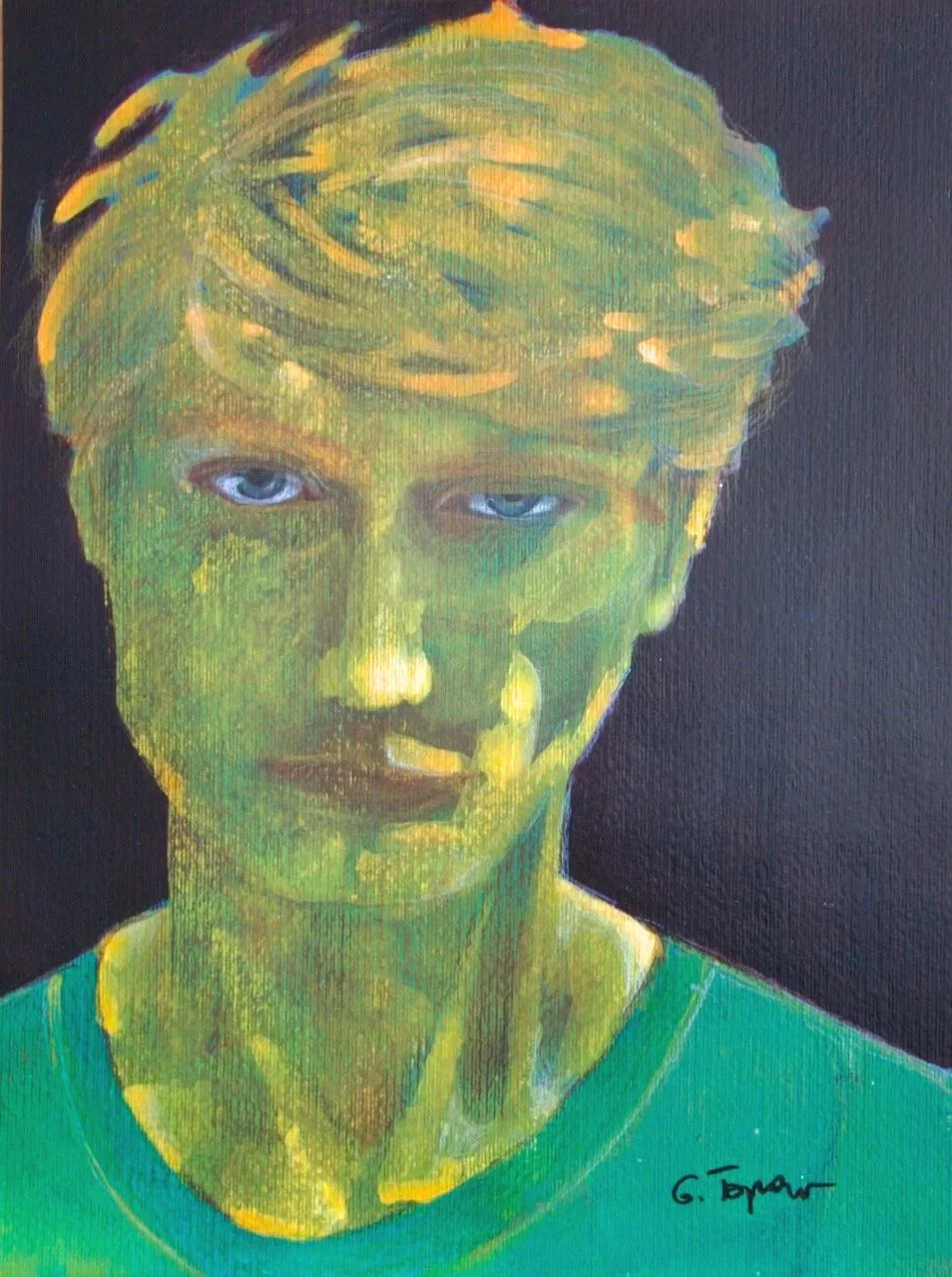Der Blick, Acryl und Buntstifte auf Papier, 40x30 cm