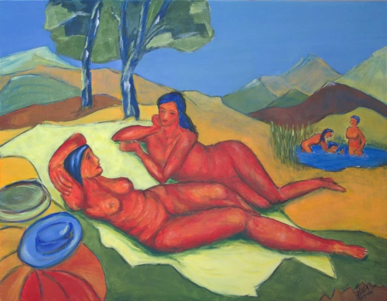 Die Badenden, Renoir revisited, Acryl auf Leinwand, 71x90 cm