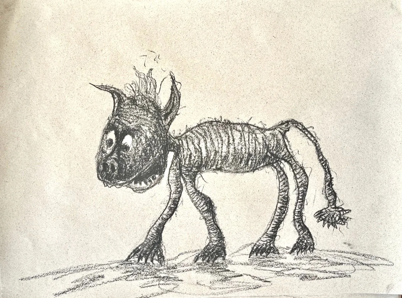 Mir ist kalt, Kohle auf Papier, 37x50 cm