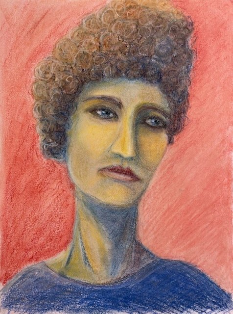 Lockenkopf, Pastell auf Papier, 40x30 cm