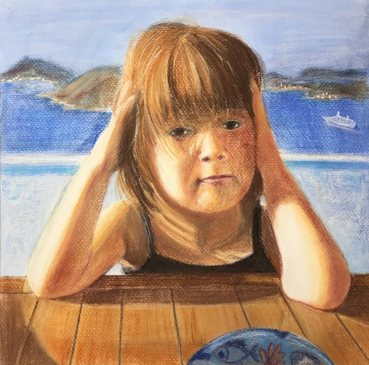 Patmos, Pastell auf Papier, 40x40 cm