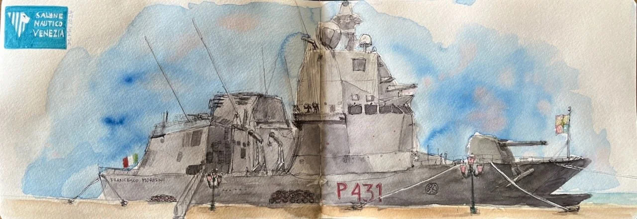 Salone Nautico, Venezia, Urban Sketch, 15x41 cm