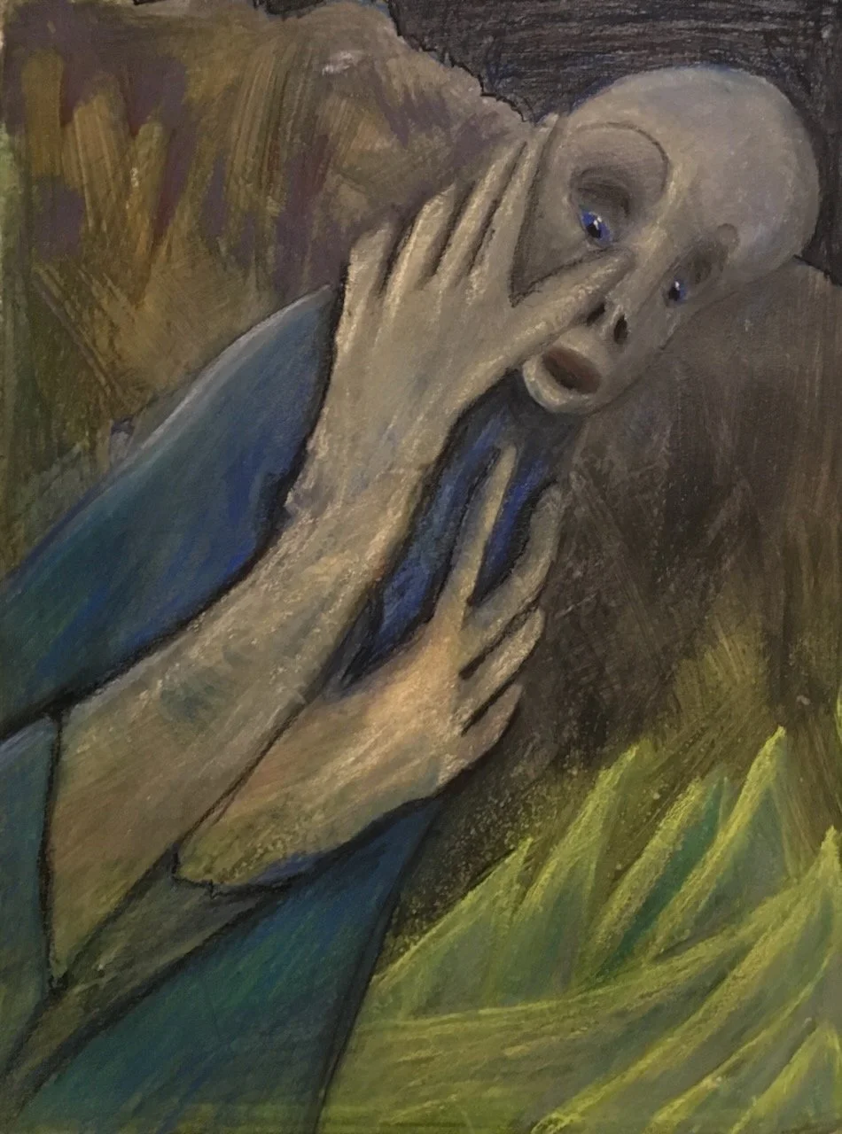 Furcht, Pastell auf Acrylgrund auf Papier, 40x30 cm