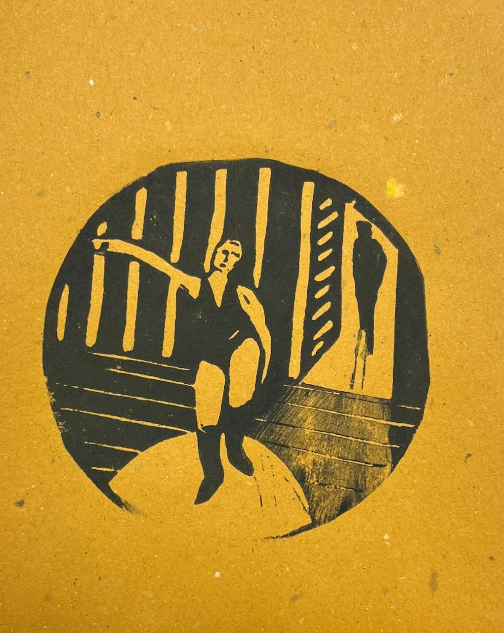 Mein Auftritt, Linoldruck auf Papier, ⌀ 9 cm