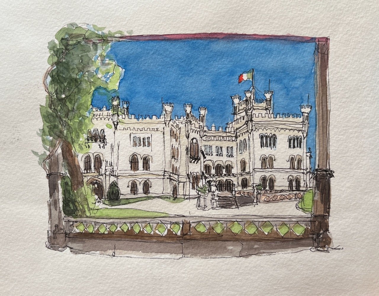 Miramare, Trieste, Urban Sketch, 15x20,5 cm