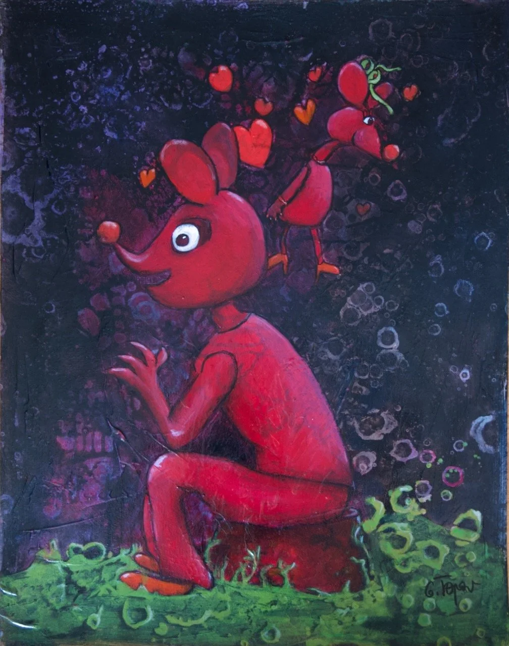 Ich denke an Dich, Acryl/Kohle auf Papier, 64x50 cm