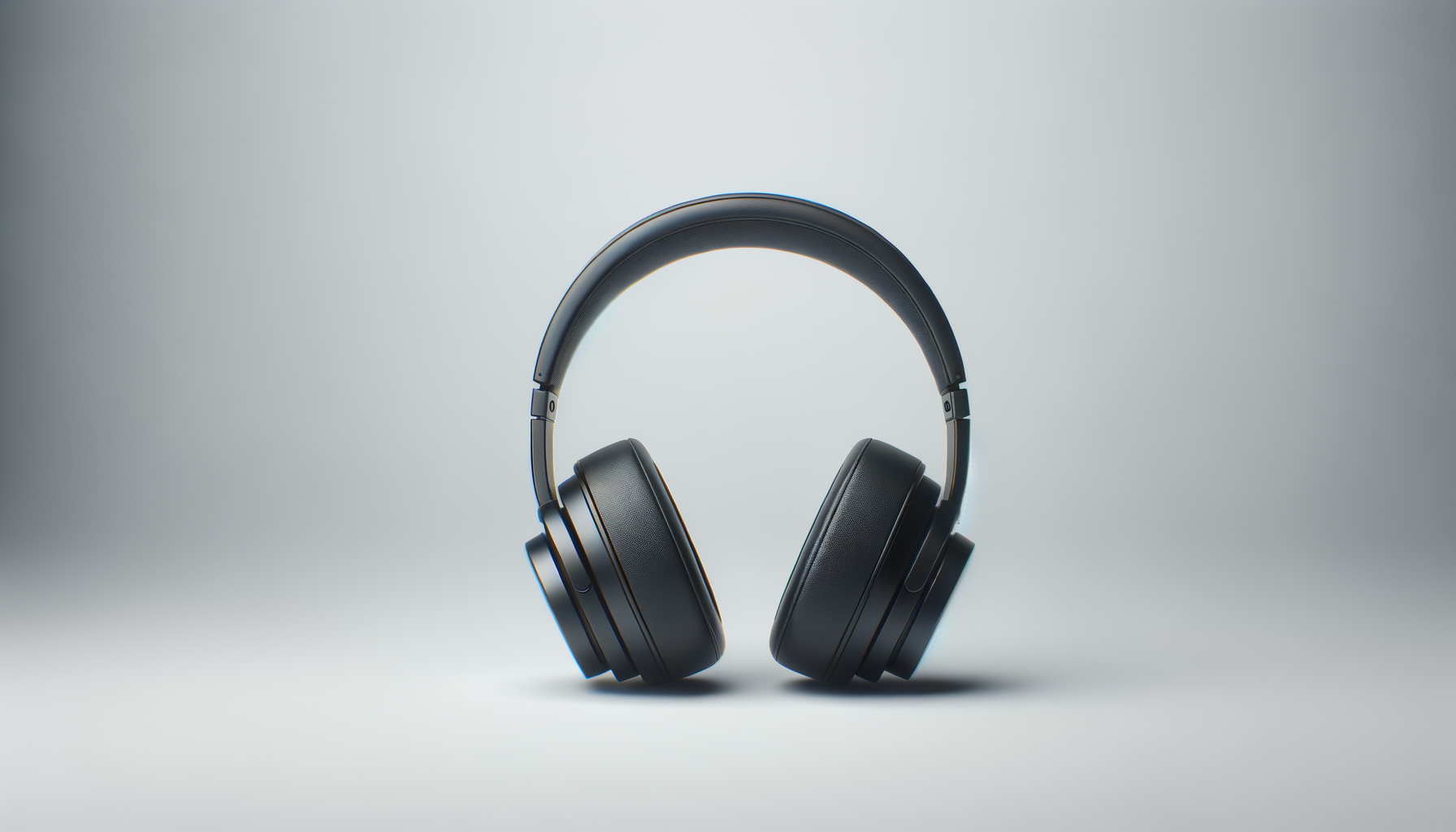Black over-ear headphones on a light gray background.