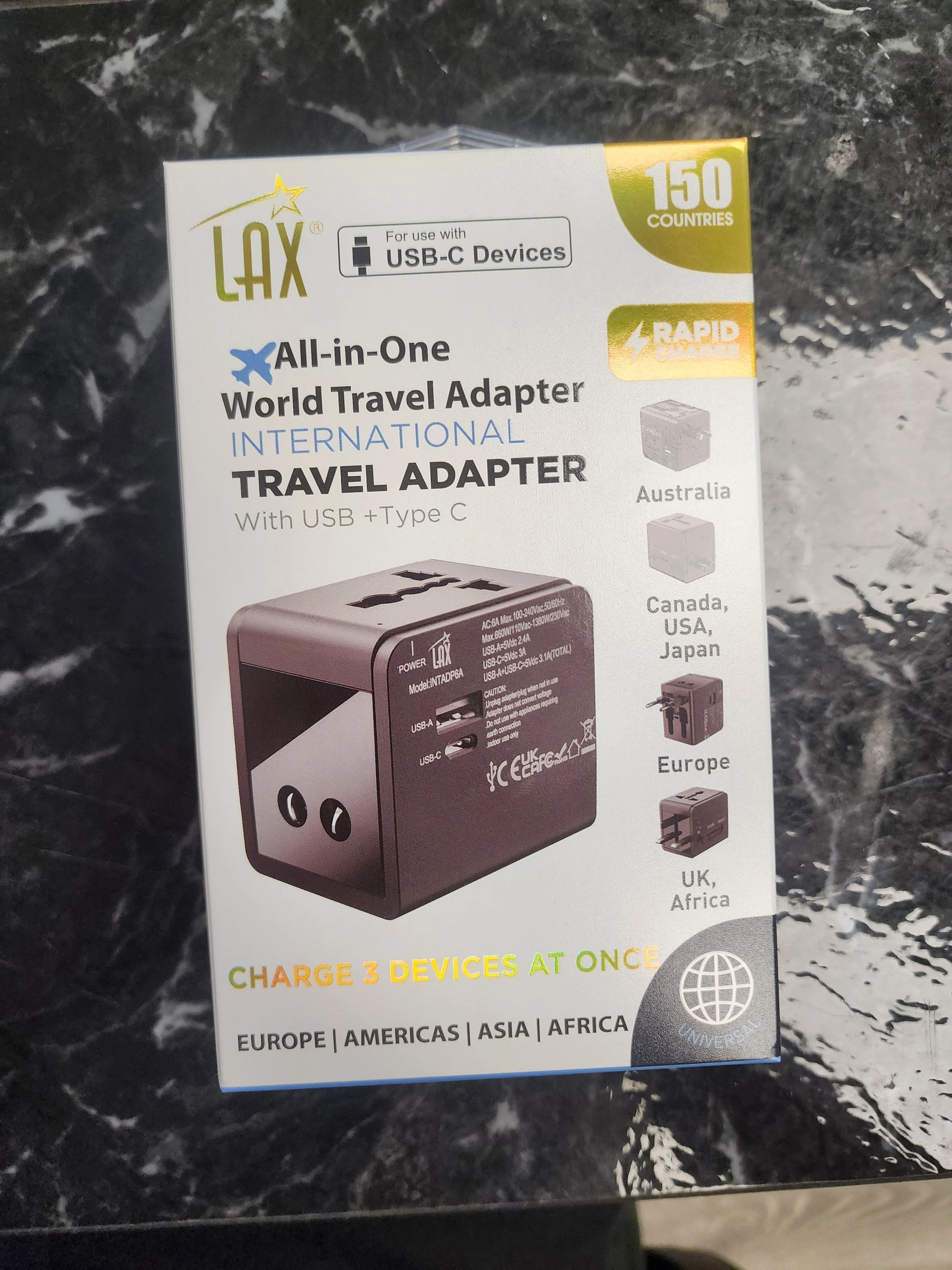 Travel Adapter with 1x USB-C 3.1A 5V and 1 USB - Retail Pack