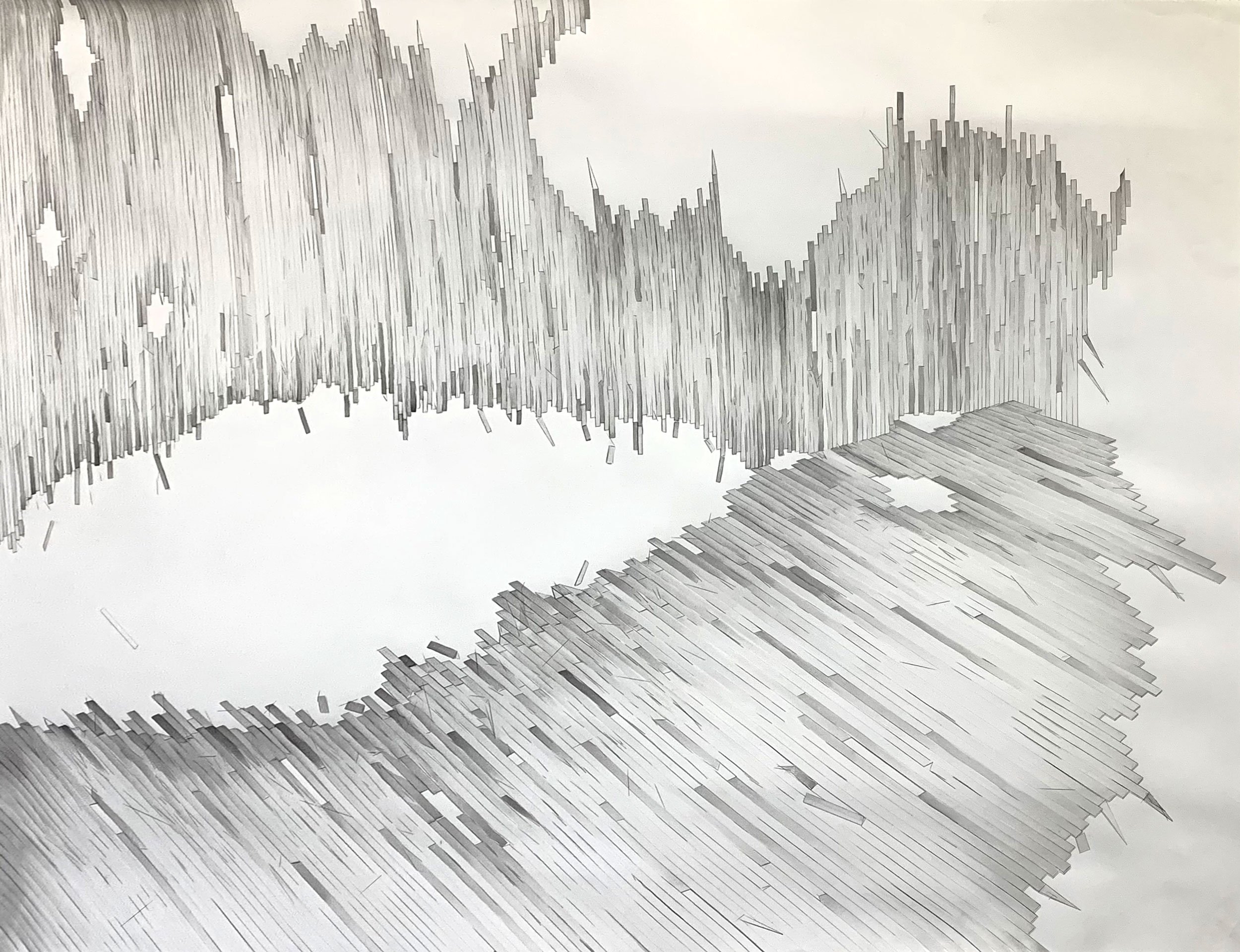 Tom Butler 
 Ruin (1)  
38 x 50 inches 
Graphite on paper 
2023