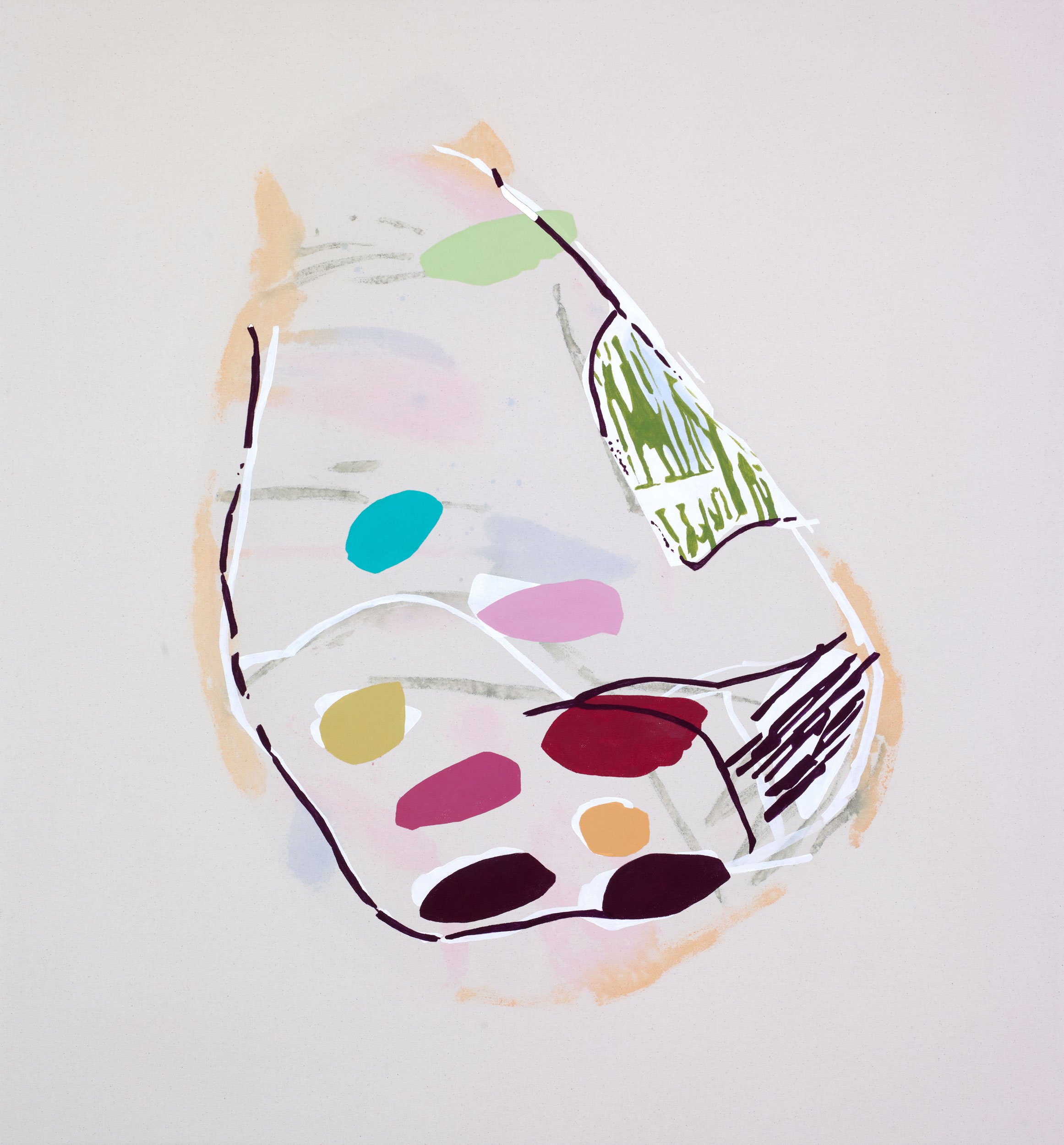  bag of words   
43 x 40 inches  
Acrylic and vinyl paint on canvas  
2023   