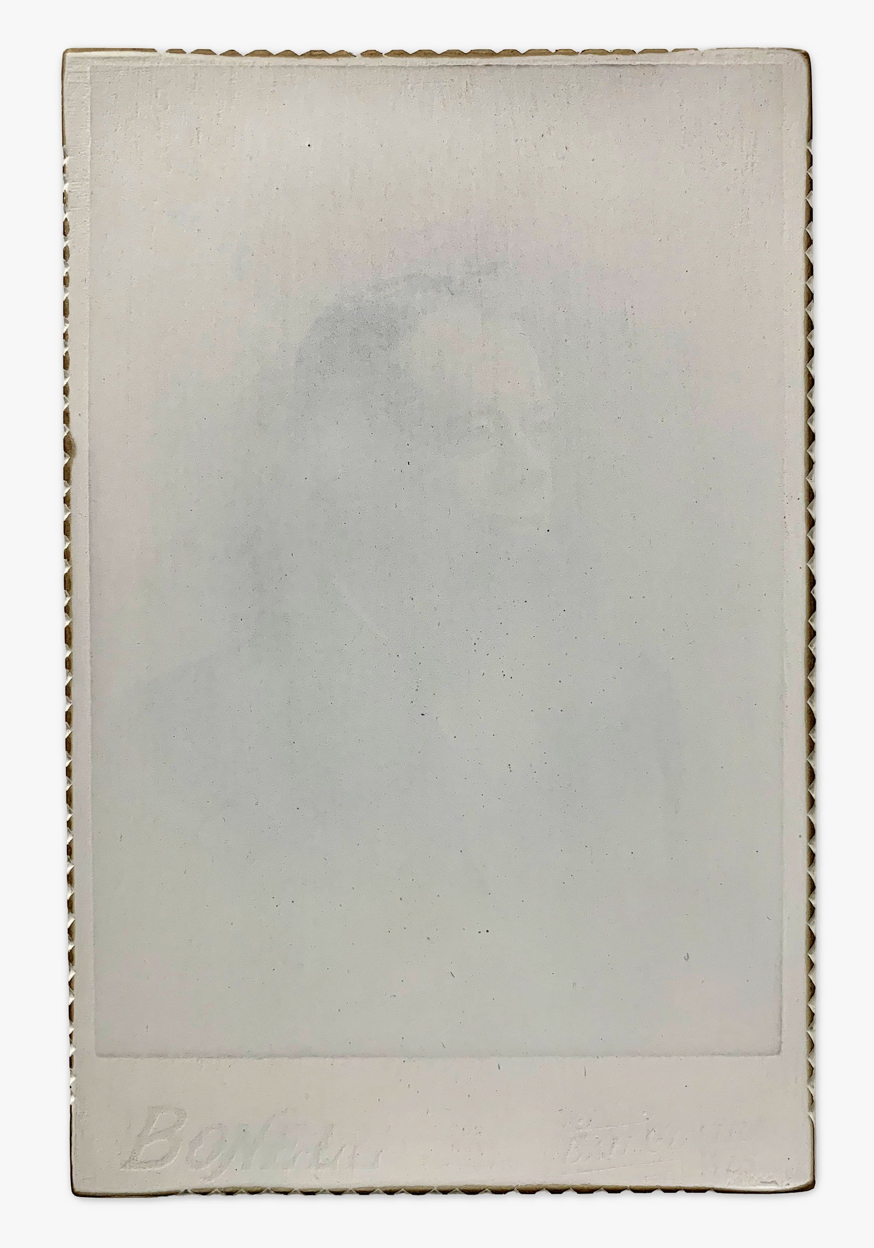  Barstow  
6.5 x 4.25 x 0.625  
Cabinet card on custom panel,
gesso and wax 
2021
