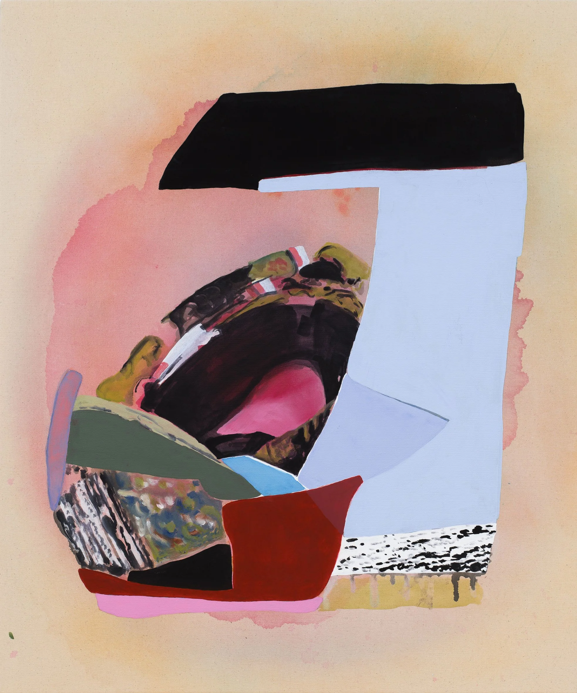  paper fortress  
34.25 x 28.5 inches 
Acrylic and vinyl paint on canvas 
2026