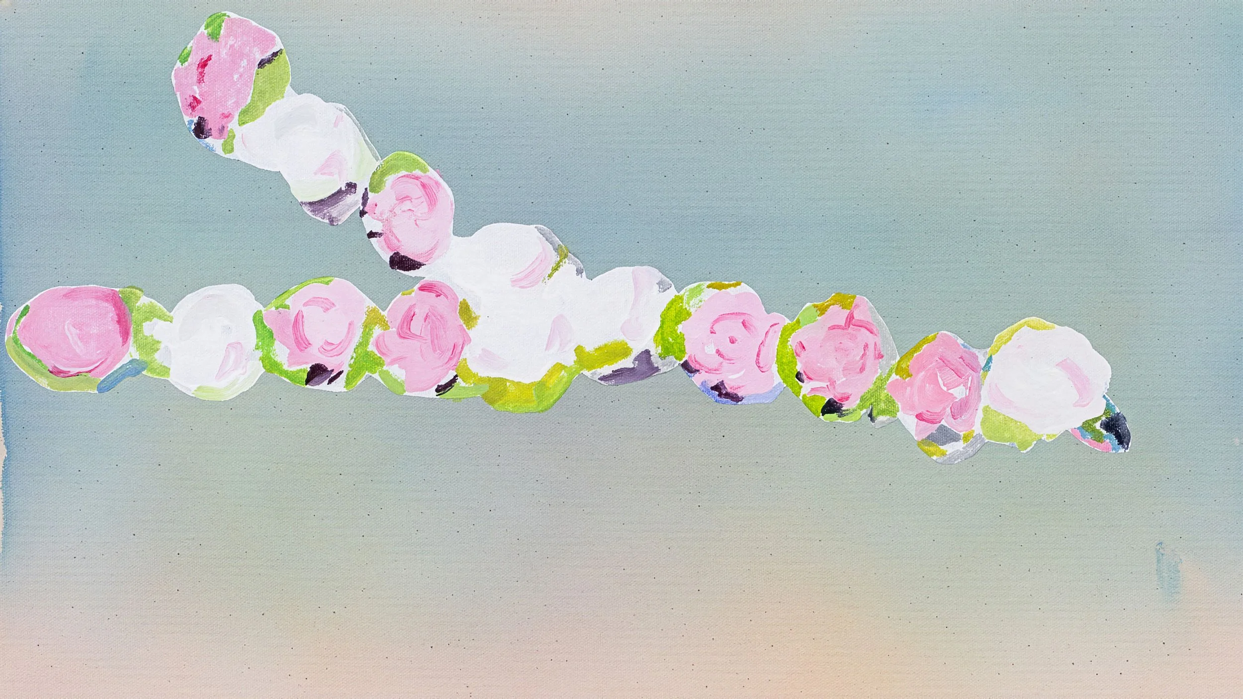 Detail of abstract painting with flowers