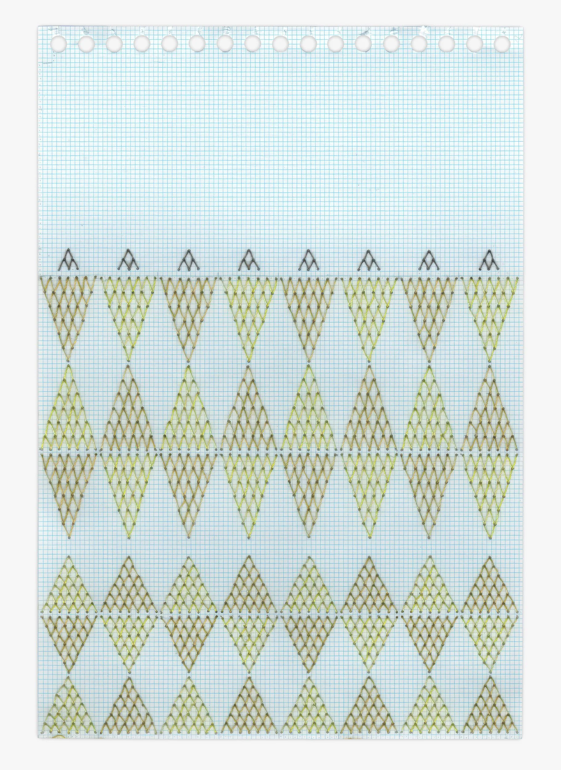  Novella No. 19  
12 x 10.25 inches (framed) 
Thread and graphite on graph paper 
2023