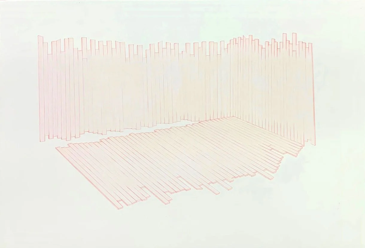  Medium Room 11  
15 x 22 inches 
Red pencil and ink on paper 
2020