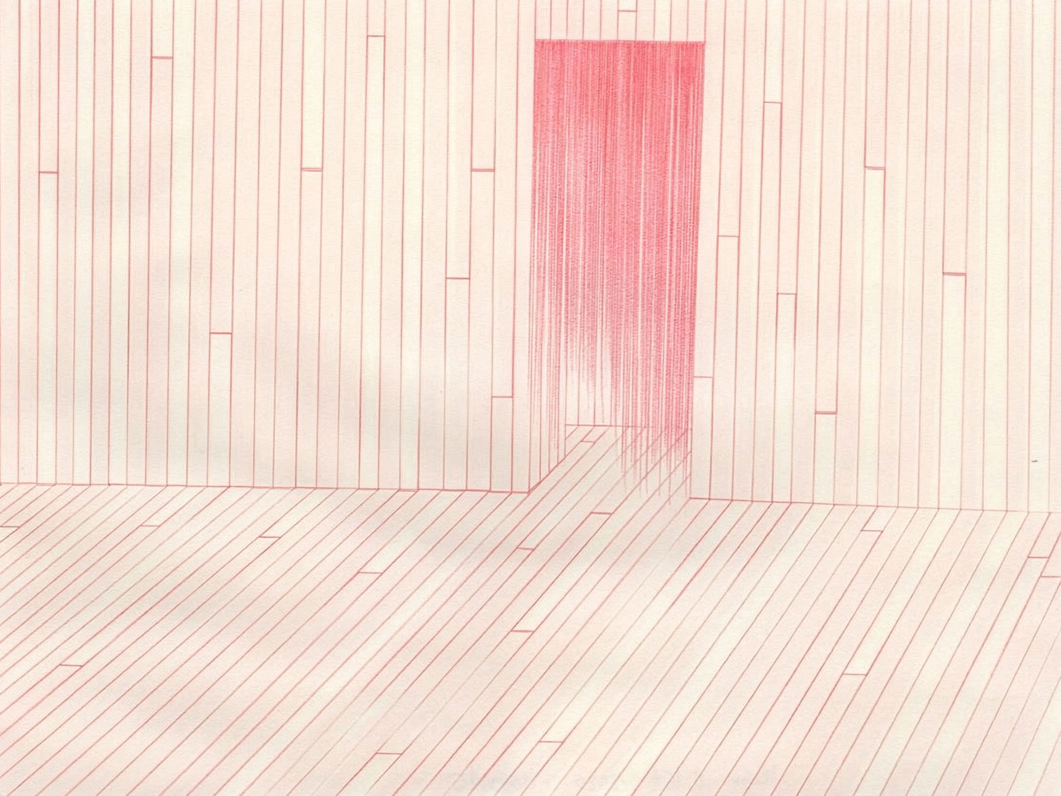  Room 164  
7.5 x 10 inches 
Red pencil and ink on paper 
2020 [works on paper]